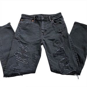 AEO Distressed High Rise Skinny Jeans Gray Size 29